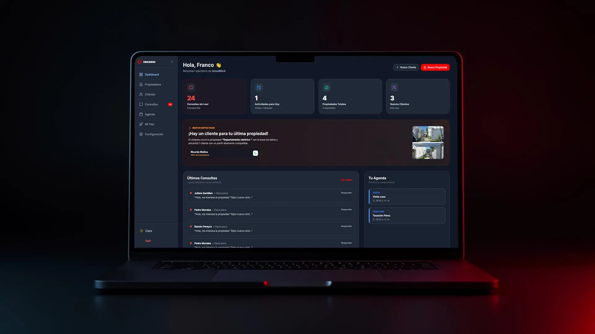 InmoMind Dashboard - Panel de control inmobiliario inteligente